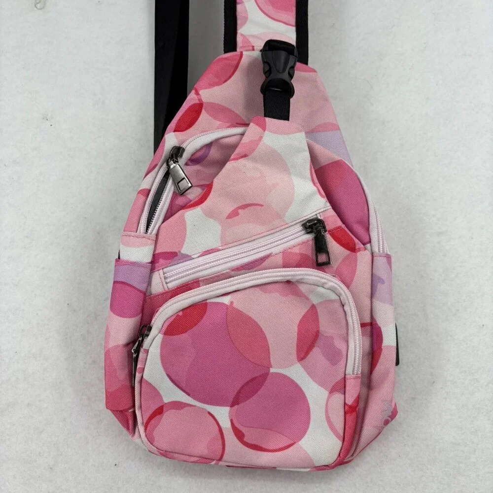 Nupouch Anti-Theft Daypack Sling Bag Pink White‎ Backpack USB Charger Handbag
